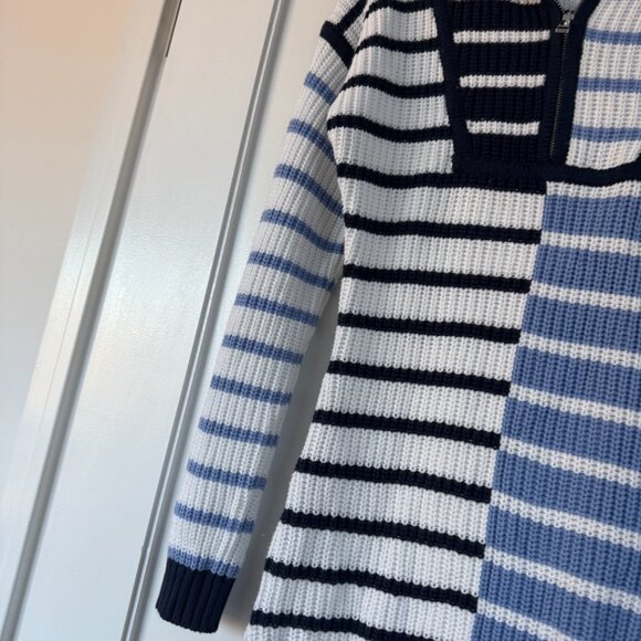 NWT Staud Hampton Mini Sweater Dress Knitted Adriatic Stripe Sz Small - Picture 5 of 8